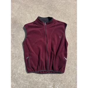 Vtg Champion Vest Unisex Size XL Maroon Fleece Full Zip Sleeveless Front Pockets